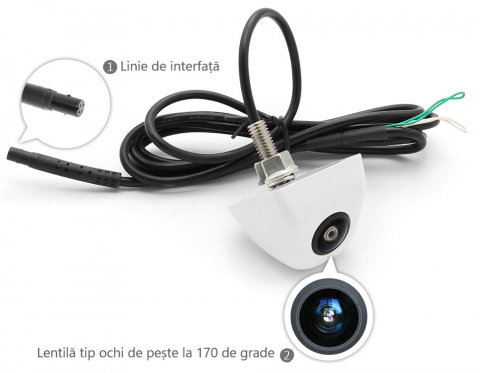 Cameră auto marșarier HD 1080p cu unghi larg 170°, lentilă fisheye, vedere pe timp de noapte Starlight, senzor Sony, rezistentă la apă IP68 [8]