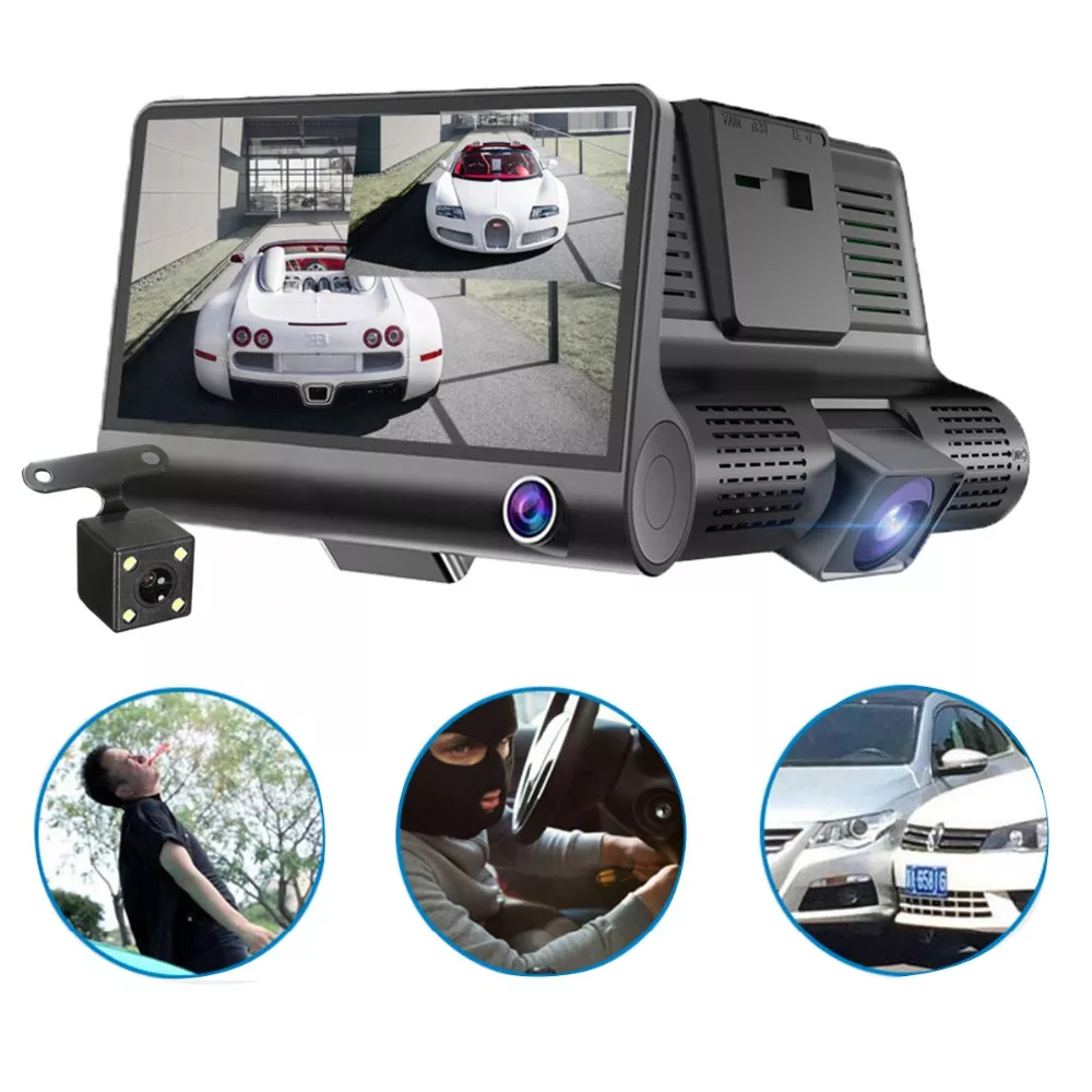 Camera auto DVR tripla Blackbox, Full-HD, 3 camere-FATA/SPATE/INTERIOR, ecran 4'', G Senzor [1]