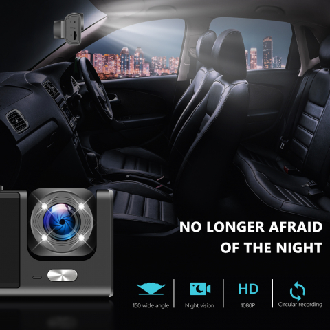 Camera de Bord DVR, 1080 FHD, camera dubla, interior exterior, unghi 150° grade Viziune nocturna [3]