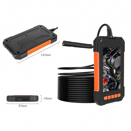 Camera Endoscop industrial, 4.3'', 1080P, 5M, LED, 2600mAh, Impermeabil, Negru/Portocaliu [1]