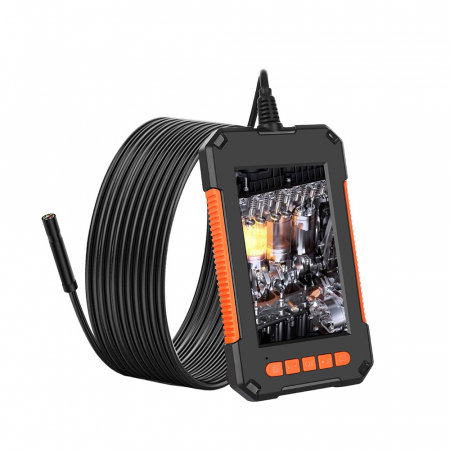 Camera Endoscop - Camera Endoscop industrial, 4.3'', 1080P, 5M, LED, 2600mAh, Impermeabil, Negru/Portocaliu