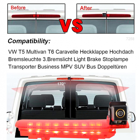 Cameră Marșarier AHD 1080P, Unghi 170° pentru VW Transporter T5 T6 Van 2010–2019 [5]