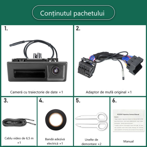 Camera marsarier HD, dedicata VW Touran (2016-2020), integrare OEM,vedere nocturna,unghi larg [5]