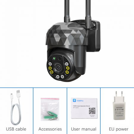 Cameră WiFi de Supraveghere 1080P HD, 355° Rotire și 90° Înclinare, IP66, Night Vision și Alarmă Integrată [18]