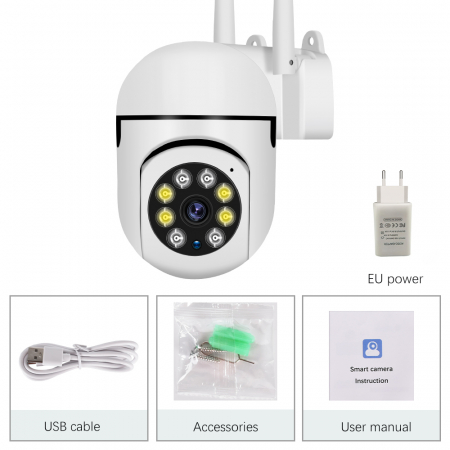 Cameră WiFi de Supraveghere 1080P HD, 360° Rotire și 90° Înclinare, IP66, Night Vision și Alarmă Integrată, aplicatie Android si IOS [4]
