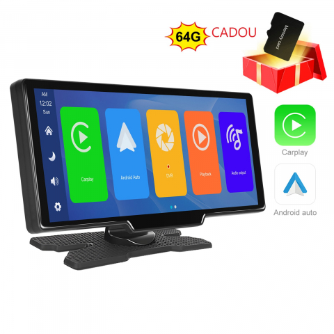 Navigatie GPS Portabil - CarPlay si Android Auto Wireless 23.9 cm (9.3 inch) + Camera DVR inregistrare trafic + Card 64 GB Cadou