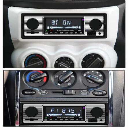 Casetofon Auto MP3 Player, Stil Vintage cu Bluetooth, AUX, Card SD, Universal 1DIN [5]