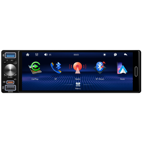 Casetofon Player Auto 1DIN, cu CarPlay si Android auto wireless, bluetooth, USB, FM/AM ecran INCELL 6.5 INCH [2]
