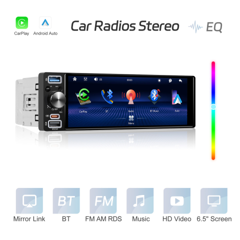Casetofon Player Auto 1DIN, cu CarPlay si Android auto wireless, bluetooth, USB, FM/AM ecran INCELL 6.5 INCH [3]