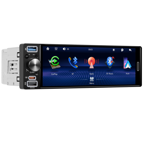 Smart Drive - Casetofon Player Auto 1DIN, cu CarPlay si Android auto wireless, bluetooth, USB, FM/AM ecran INCELL 6.5 INCH