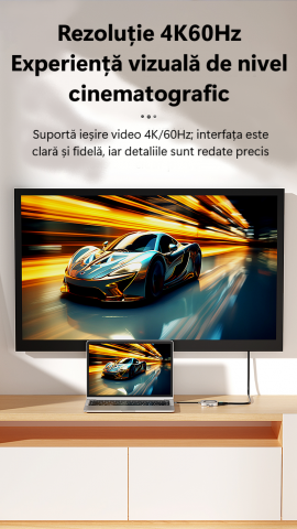 Cititor Magnetic SSD Hub USB-C Suport NVMe M.2 2230 10Gbps 100W PD HDMI 4K60Hz Aluminiu Premium MC906 [7]