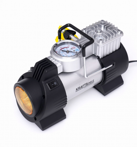 Compresor auto portabil 12V 190W cu manometru, lanternă LED și accesorii incluse [4]
