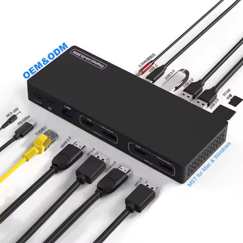 Toate Produsele - Stație andocare USB-C 14 în 1, 4K HDMI & DisplayPort, DisplayLink, USB 3.2 Gen2, PD 95W, Ethernet Gigabit, Mac & Windows
