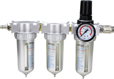 Accesorii compresoare - Filtru Regulator Aer Comprimat 1/2 Inch cu Separator de Apă (Deshidratator), Manometru și Reductor Presiune 0.5-8.5 Bar