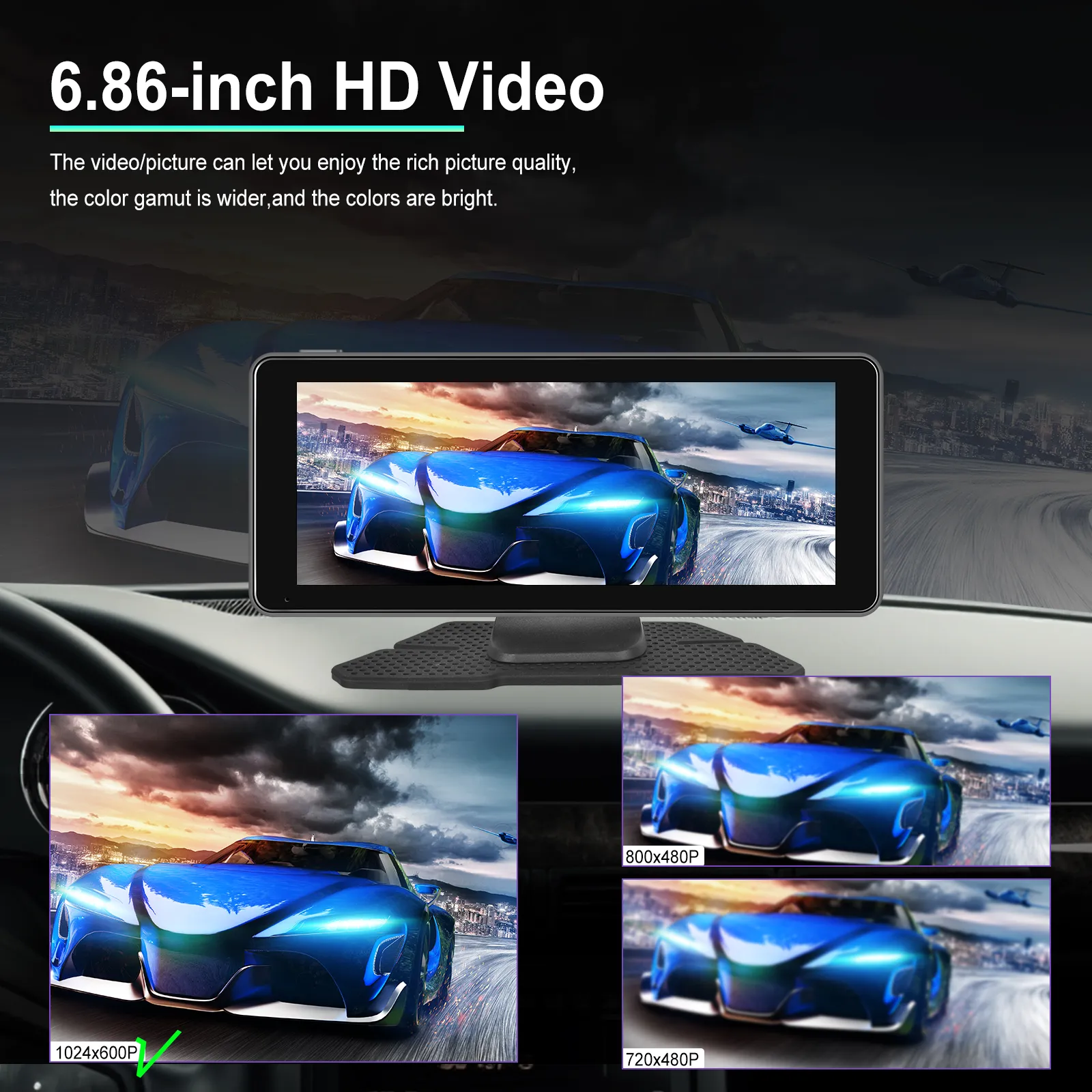 GPS Portabil 6.86" cu CarPlay Wireless, Android Auto, Airplay, BT, FM și AUX - Soluție OEM pentru Mașină [12]