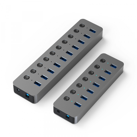 Hub USB 3.0 cu 10 porturi și comutatoare individuale LED Power Indicator Viteză 5Gbps [5]
