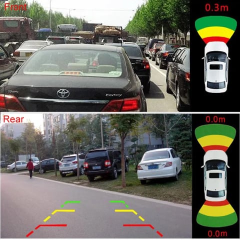Senzori Parcare - Kit 8 Senzori parcare fata/spate – Afisare pe ecran navigatie/ecran, conexiune dubla RCA pentru camera FATA/SPATE PREMIUM 2025