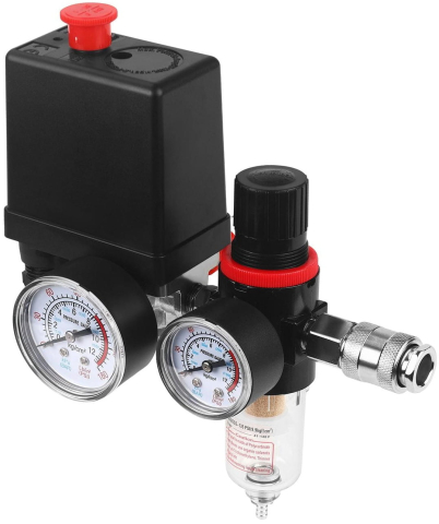Toate Produsele - Kit Presostat si Regulator de presiune cu Separator condens, pentru compresoare cu conectori rapide, 230V 12BAR Silver