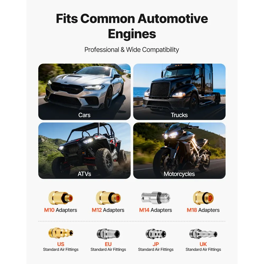 Kit testare compresie cilindri auto, manometru dublu, set complet cu adaptoare universale [6]