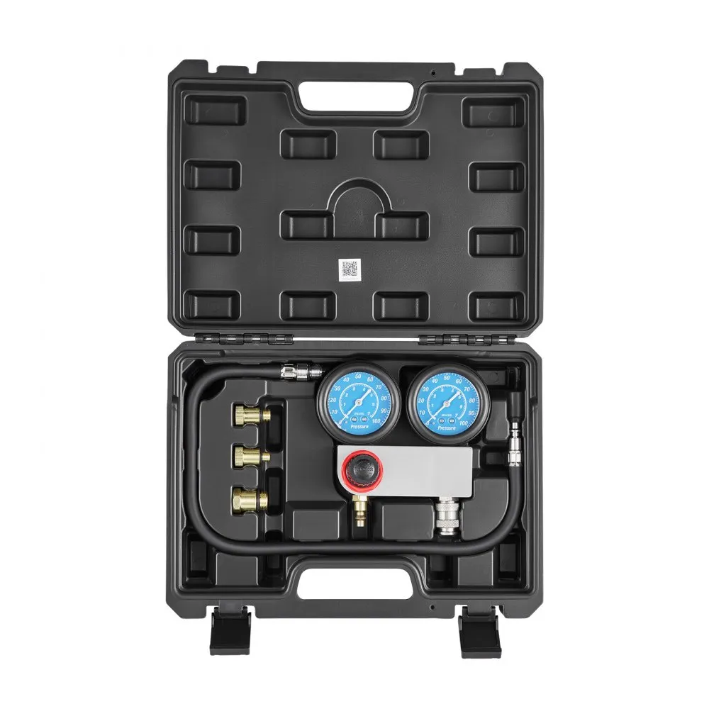 Kit testare compresie cilindri auto, manometru dublu, set complet cu adaptoare universale [0]