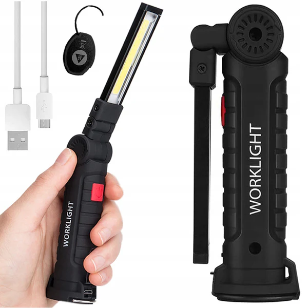Accesorii auto - Lanterna LED de mana cu acumulator, magnet si suport - Iluminare versatila si incarcare USB
