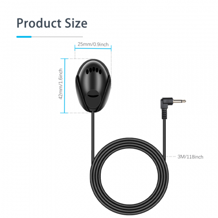 Microfon Extern pentru Navigație și Player Auto cu Conexiune 3.5mm - Sunet Clar și Calitate Superioară pentru Apeluri în Medii Zgomotoase [3]