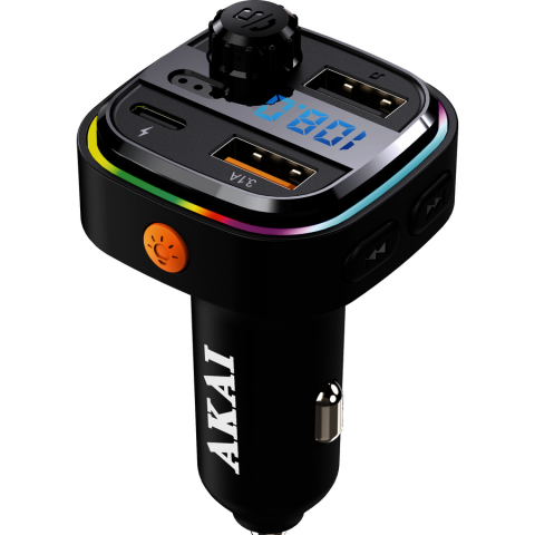 Modulatoare Auto FM - Modulator FM Akai FMT-26BT cu Bluetooth 5.3, USB-A, USB-C și Afișaj LED