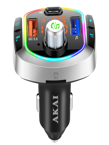 Modulator FM Akaia, Bluetooth 5.0 music, FM, incarcare rapida USB-C, [1]