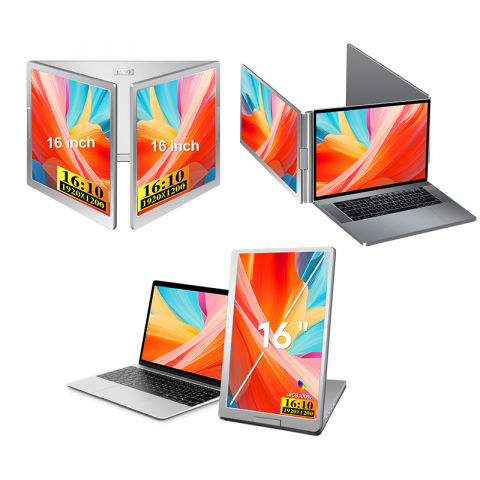 Monitor dublu, Portabil 16 inch IPS S900, 1920x1200 FHD, USB-C, 100% sRGB, Compatibil Windows & Mac – Ideal pentru Laptopuri 12-18.5" [2]