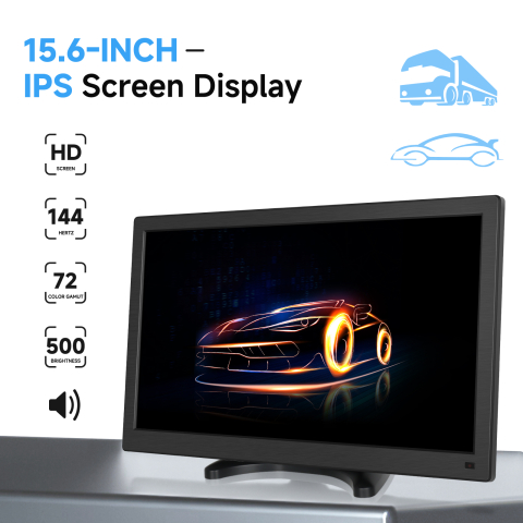 Monitor Portabil LED IPS 15.6 Inch Multifuncțional, 144Hz, HDMI/VGA/BNC/USB/AV, Boxe Integrate și Telecomandă–Ideal pentru Supraveghere CCTV, Auto, Gaming și PC [4]