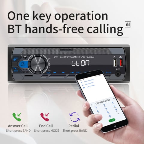 MP3 Player Auto cu Bluetooth, Control prin Aplicație Mobilă, USB, AUX, FM Radio și Lumini RGB – Model M11 [5]