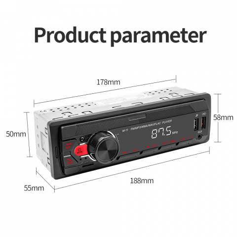 MP3 Player Auto cu Bluetooth, Control prin Aplicație Mobilă, USB, AUX, FM Radio și Lumini RGB – Model M11 [11]