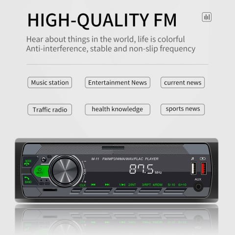 MP3 Player Auto cu Bluetooth, Control prin Aplicație Mobilă, USB, AUX, FM Radio și Lumini RGB – Model M11 [3]