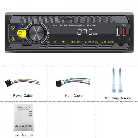 MP3 Player Auto cu Bluetooth, Control prin Aplicație Mobilă, USB, AUX, FM Radio și Lumini RGB – Model M11 [12]