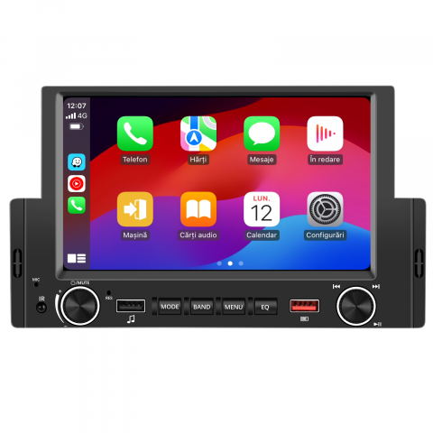 Navigatii 1 DIN - MP5 Player Auto 1DIN, CarPlay si Android Auto wireless, USB Fast Charge, Bluetooth, ecran tactil 6.2 inch