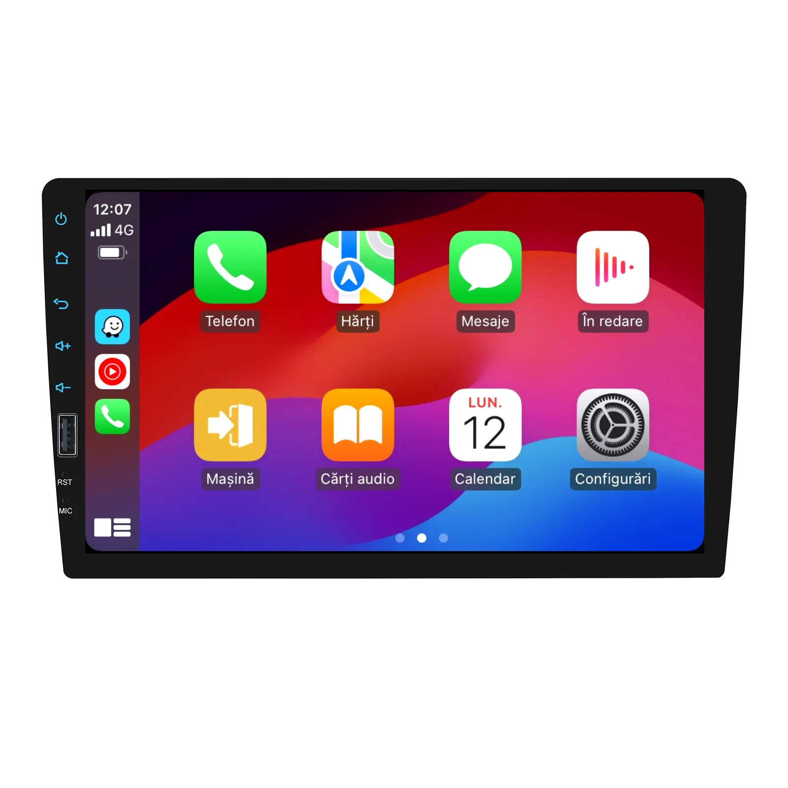 Navigatie universala - MP5 Player Auto 1DIN Universal, CarPlay si Android Auto wireless, Bluetooth, USB frontal, RCA Subwoofer, ecran 9 Inch
