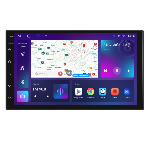 Navigatii 2 DIN - Navigatie Universala 2DIN Topway TS18A,4GB RAM 64GB ROM,SLOT SIM 4G, CarPlay si Android Auto WI-FI, Ecran 7 inch PREMIUM