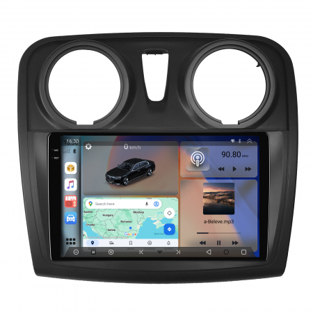 Dacia Logan (2012–2020) - Navigatie 2K QLED, Dacia Logan, Duster, Sandero (2012-2020), 4 GB RAM, SLOT SIM 4G, OCTA CORE 2.0, DSP, CarPlay si Android Auto ecran 9.36 inch