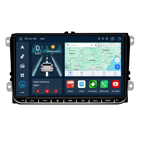 Golf 5 (2004-2009) - Navigatie Volkswagen|Skoda|Seat cu Android 13, Carplay, 4GB RAM 64GB ROM DSP, SIM 4G, Ecran de 9 inch, dedicata Golf 5, Golf 6, Jetta, Passat B6, CC, B7, Polo, Tiguan, Touran, Skoda, Seat