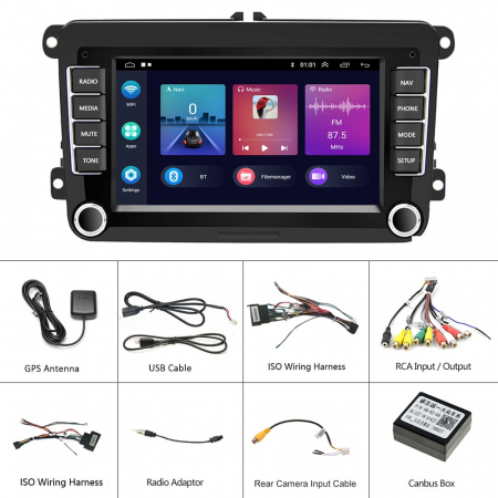Navigatie Volkswagen|Skoda|Seat cu Android 13, Carplay, 2GB RAM 32GB ROM, Ecran de 7 Inch, dedicata Golf 5, Golf 6, Jetta, Passat B6, CC, B7, Polo, Tiguan, Touran, Skoda, Seat [15]