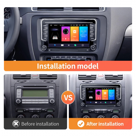 Navigatie Android 11, Carplay, 2GB RAM 32GB ROM, Ecran de 7 Inch, dedicata Golf 5, Golf 6, Jetta, Passat B6, CC, B7, Polo, Tiguan, Touran, Skoda, Seat [1]