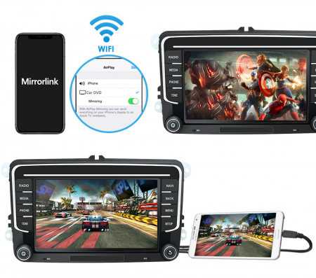 Navigatie Android 11, Carplay, 2GB RAM 32GB ROM, Ecran de 7 Inch, dedicata Golf 5, Golf 6, Jetta, Passat B6, CC, B7, Polo, Tiguan, Touran, Skoda, Seat [10]