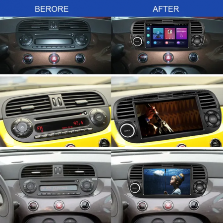 Navigatie Fiat 500 (2007-2014) cu Android 11, Carplay și Android Auto wireless 32 GB ROM [3]