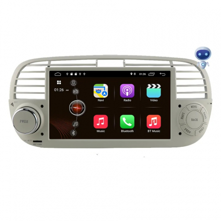 Navigatie Fiat 500 (2007-2014) cu Android 11, Carplay și Android Auto wireless,  rama Alba [0]