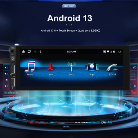 Navigatie Android 13, Player 1DIN 2GB 64GB, CarPlay si Android Auto wifi, DSP, RDS, Universal, ecran 6.86 Inch [5]
