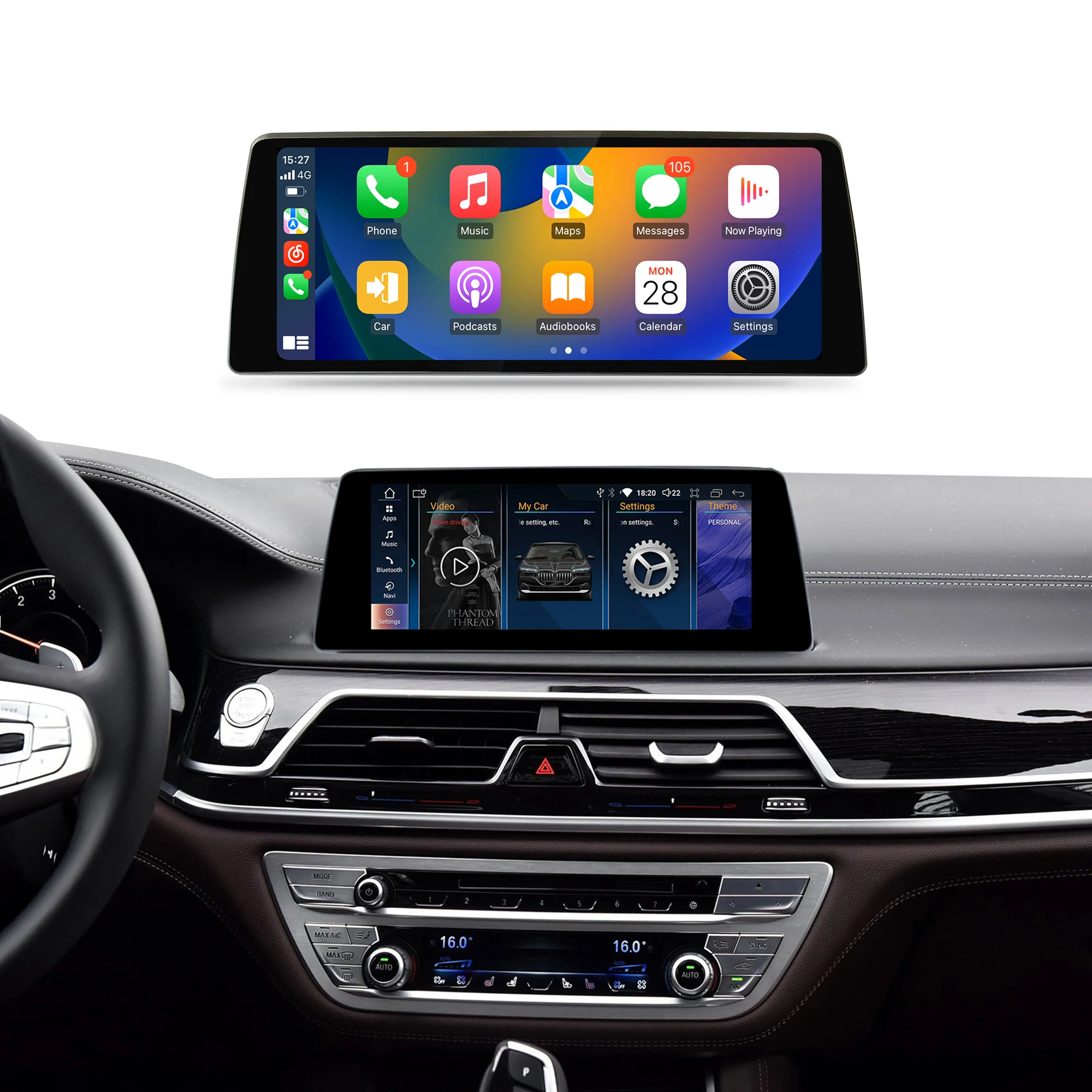 Navigație Android BMW Seria 7 G10 G12 (2017-2019), 4 GB RAM, OCTA-CORE, ecran 10,25", EVO, 1920x720, CarPlay, Android Auto, 4G și WiFi [1]