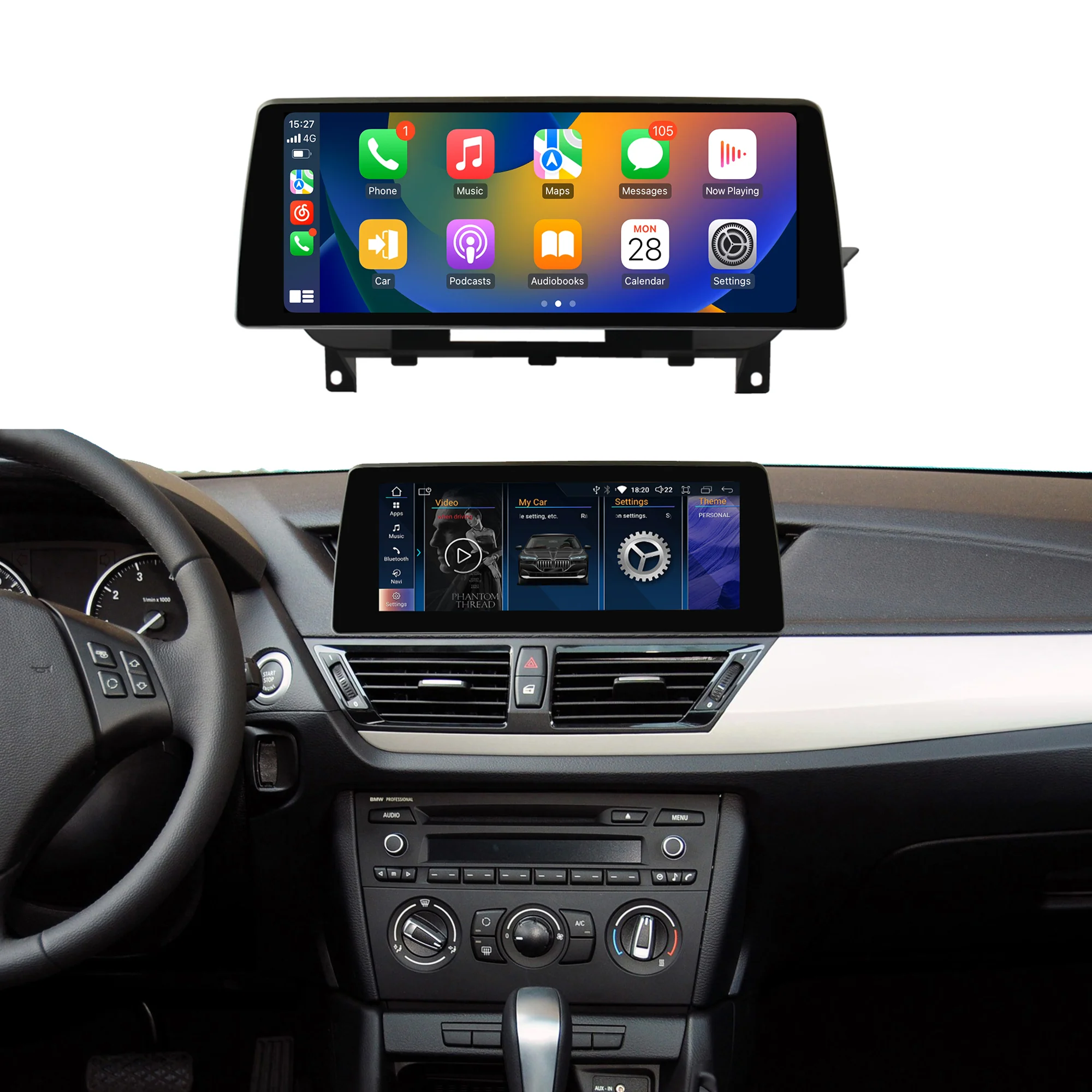 Navigație Android BMW X1 E84 (2009-2015), 4 GB RAM, OCTA-CORE, ecran 10,25",CIC, 1920x720, CarPlay, Android Auto, 4G și WiFi [1]