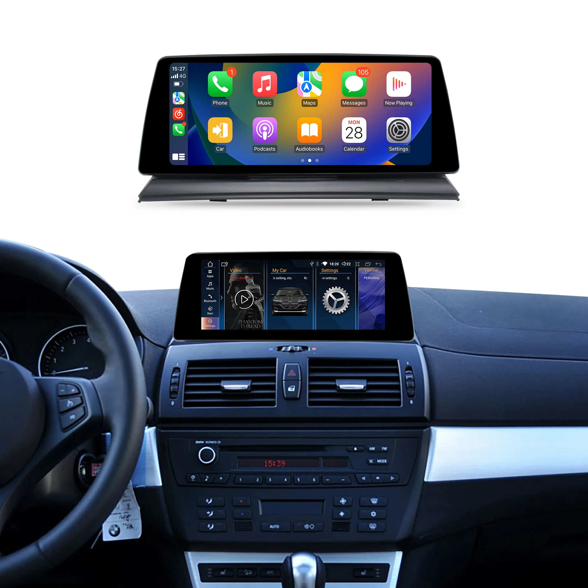 Navigație Android BMW X3 E83 (2006-2010), 4 GB RAM, OCTA-CORE, ecran 10.25",1920x720, CarPlay, Android Auto, 4G și WiFi [1]