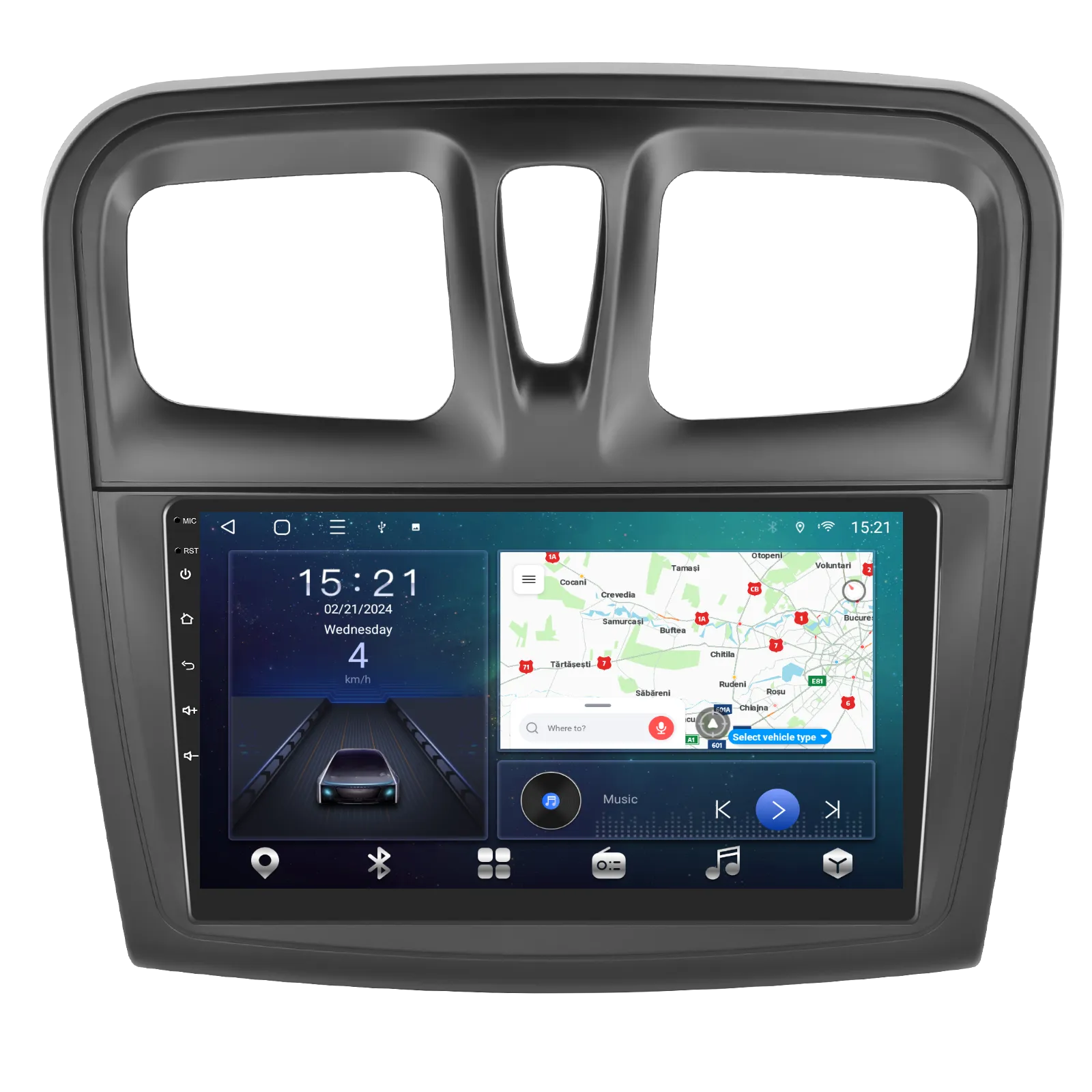 Navigație Dacia Logan, Duster, Sandero (2012-2020) 4GB 64GB, Slot SIM 4G, Android 12 cu CarPlay și Android Auto Wireless Ecran 9 Inch, GPS, WiFi Integrat, DSP [3]