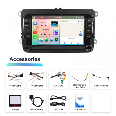 Navigație Android Dedicată Volkswagen, Skoda, Seat|4GB RAM, 64GB ROM, Ecran 7 inch, CarPlay și Android Auto Wireless,Radio RDS [9]